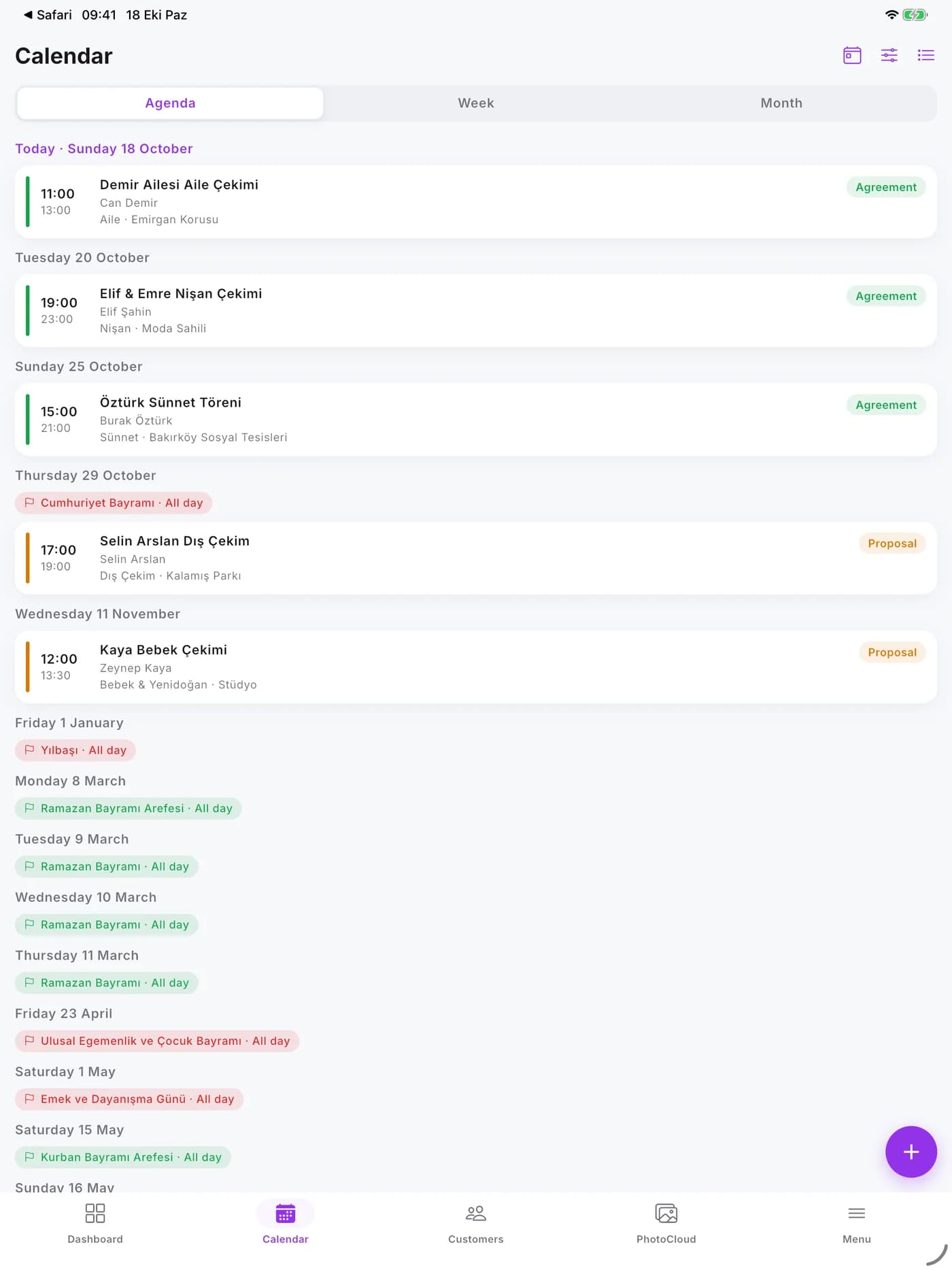 Calendar on iPad